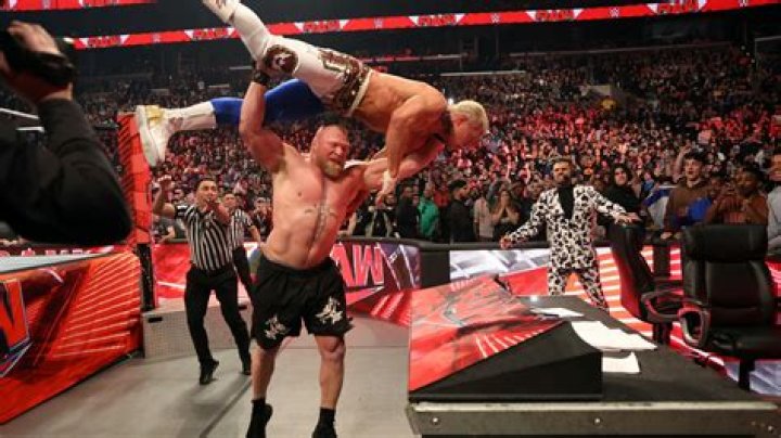 Alternate Angle of Cody Rhodes Kicking Brock Lesnar’s Hat on WWE RAW