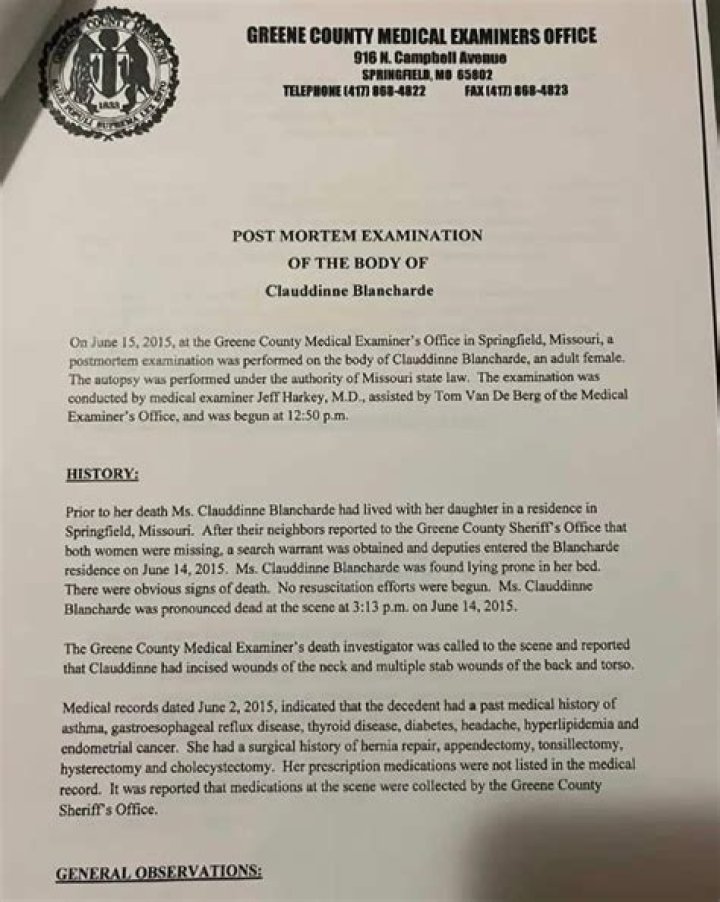 Unraveling The Mystery: The Clauddine Blanchard Autopsy Report