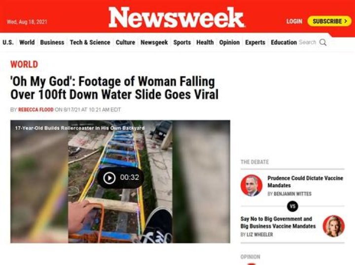 Footage of Woman Falling Over 100ft Down Water Slide Goes Viral