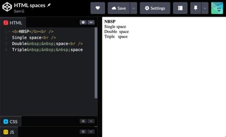 How To Write A Space In Html