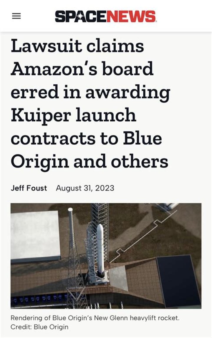 Lawsuit claims Amazon’s board erred in awarding Kuiper launch contracts to Blue Origin and others