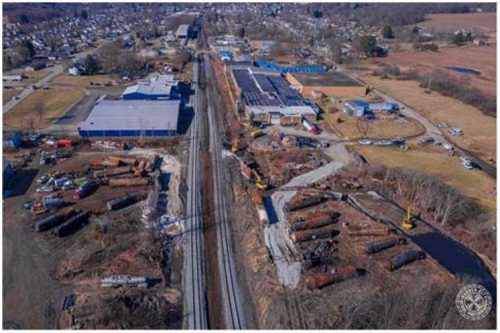 New Drone Footage Shows How Ohio Train Derailment Site Currently Looks
