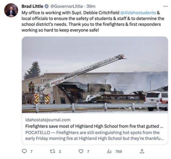 Officials give update on fire at Pocatello high school