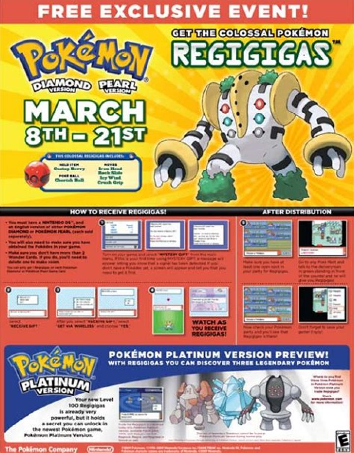 Regigigas to be given away in the U.S. in March