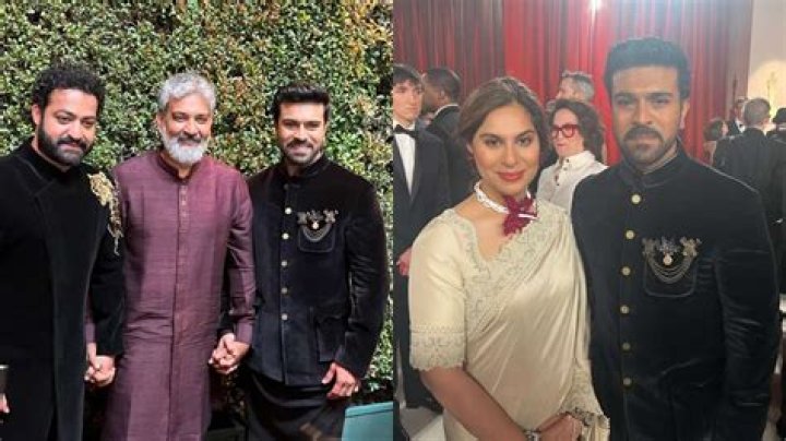 RRR For Oscars: Ram Charan, Jr NTR and SS Rajamouli walk the Oscars 2023 champagne carpet
