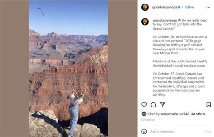 TikTok influencer reportedly fined after hitting golf ball and tossing club into Grand Canyon