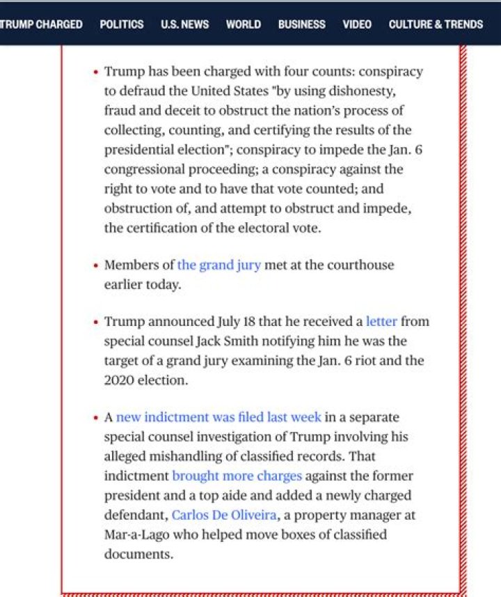 Grand jury charges Trump in 2020 election probe: Highlights