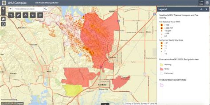Vacaville Fire Evacuation Map, Update As Over 15,000 Forced to Flee Homes